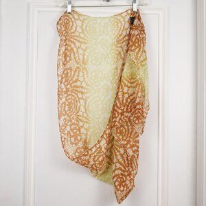 Abstract Scarf Sheer Rectangular Neutral 56" Long Versatile Retro Resort Oblong